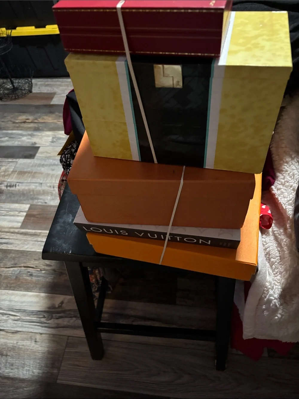 Louis Vuitton Orange and Brown Stacked Jewelry/Storage Boxes-Bundle of five(5)